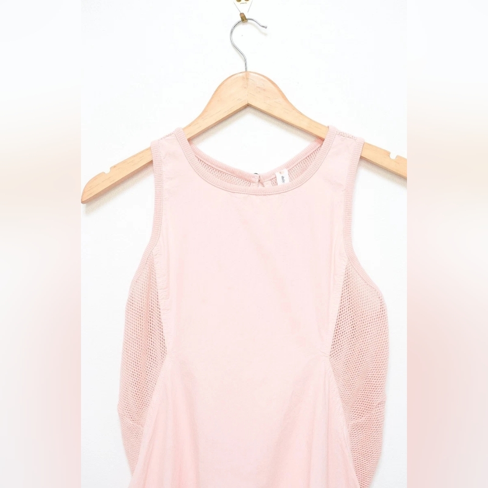 Anthropologie Daily Practice Hill Up Tiered Drop Waist Mesh Dress Pink Size XS - Picture 5 of 14